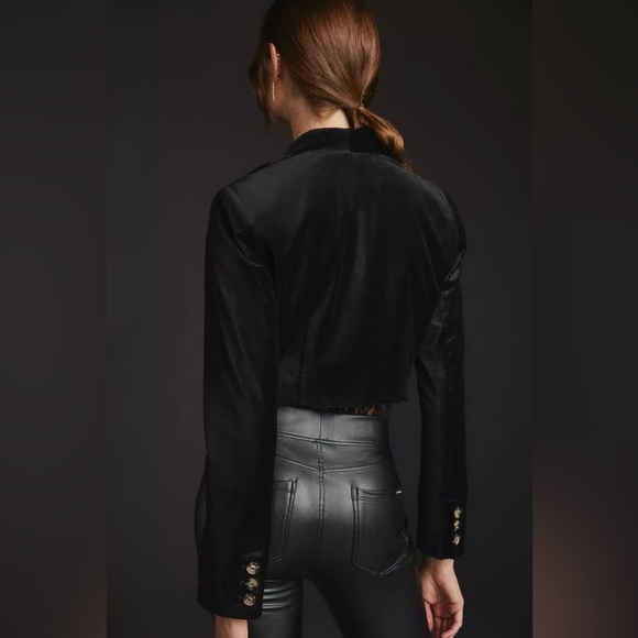 NWT! By Anthropologie Velvet Tuxedo Jacket in Black - Size 0 - Picture 2 of 5